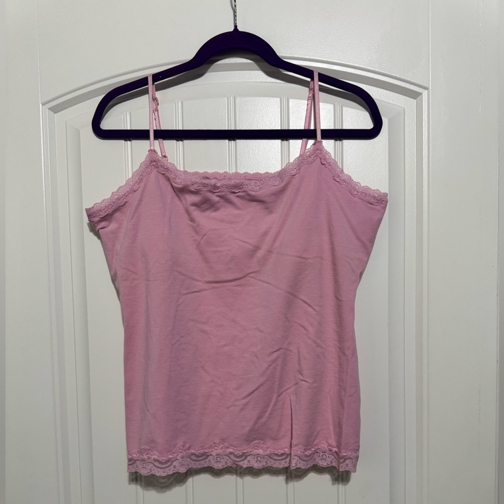 Sonoma Soft Pink Lace-Trim Tank Top
